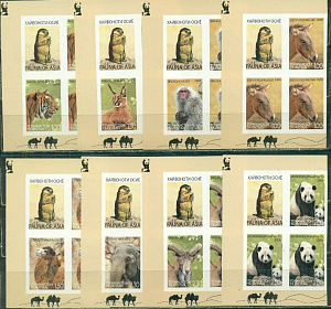 Таджикистан, 2009, Фауна Азии, 8  квартблоков без зубцов